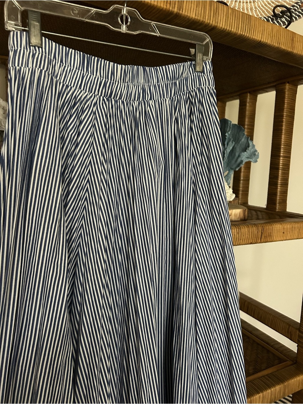 J Crew Blue and White Striped Pleated Maxi Skirt - Picture 2 of 3